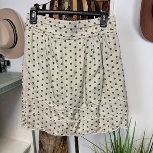 One Clothing | cream and green polka dot skirt | M